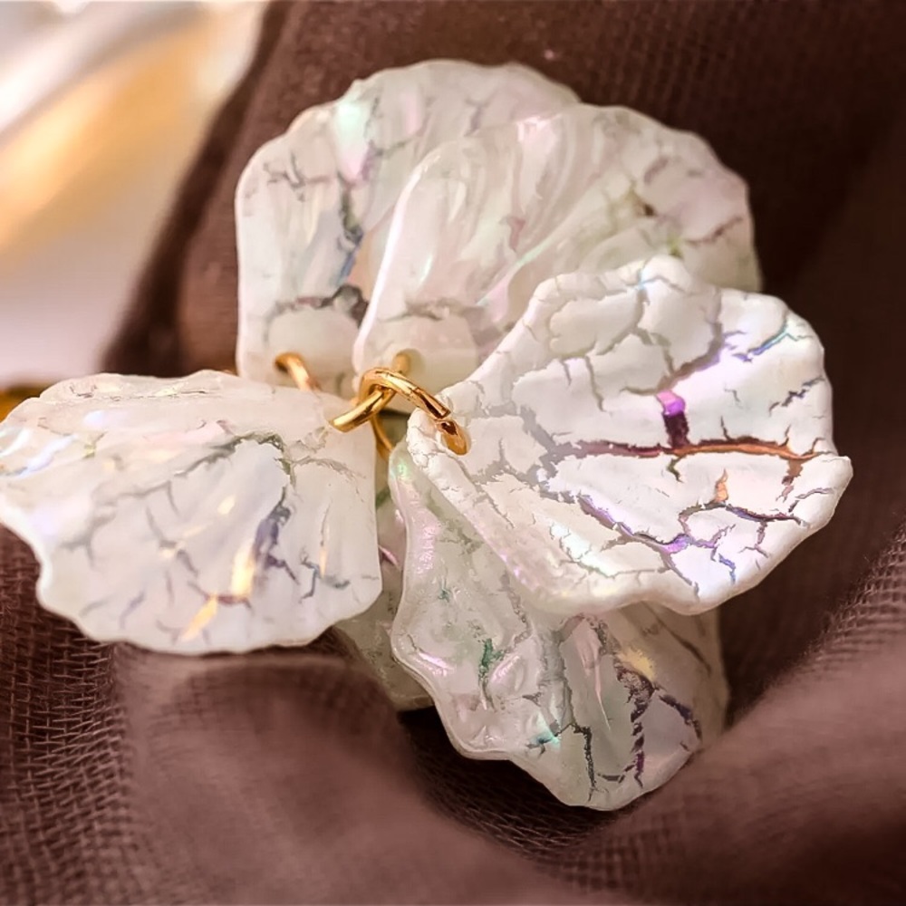 ⚜️𝟯𝟬%𝗢𝗙𝗙 𝗯𝘂𝗻𝗱𝗹𝗲𝘀 𝟯+⚜️ NEW Large Floral Shell Drop Earrings - Picture 6 of 8